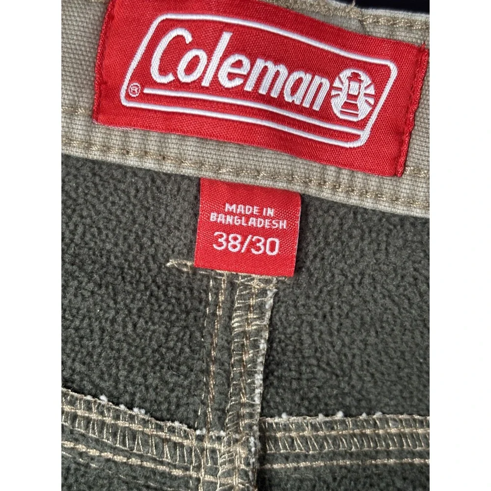 Coleman Pants Mens 38x30 Khaki Fleece Lined Outdoor Workwear Utility Fall 2021